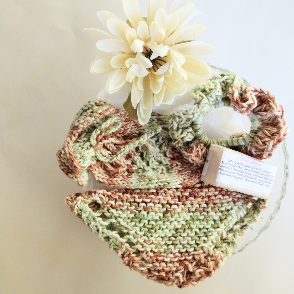 Hand Crafted Spa Gift Set Soap Saver Facecloth Scrunchy Bath Essential Essential - Picture 4 of 13